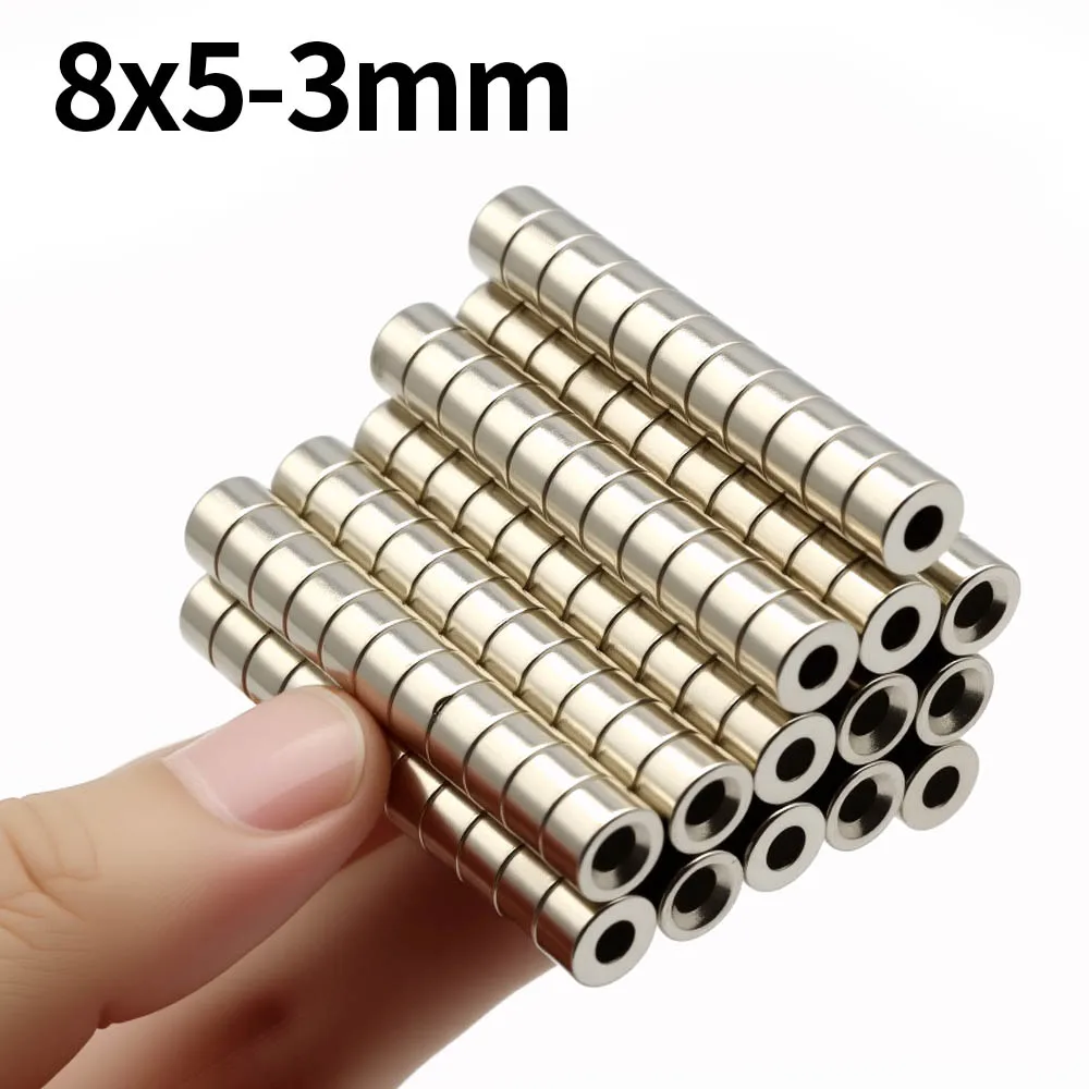 8x5-3 مللي متر سوبر قوي مغناطيس النيوديميوم N35 ندفيب المغناطيسي الدائم imanes جولة مع ثقوب مغناطيس قوي مغناطيس الثلاجة #1