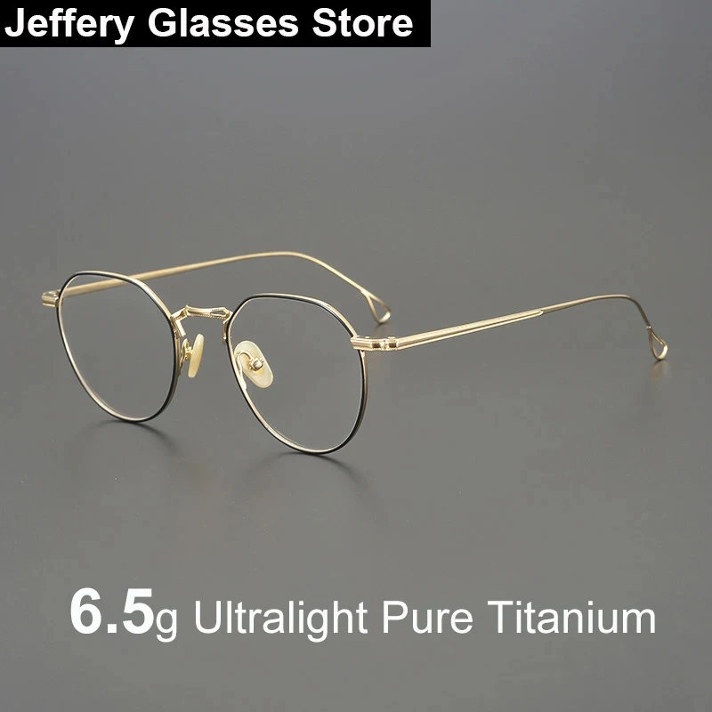 

Japanese Pure Titanium Glasses Frame Retro Ultra-Light Round 6.5g Men Women Myopia Prescription Thin Eyeglasses Anti Blue