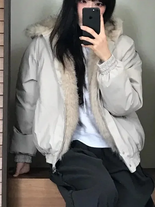 

Модное холщовое пальто для женщин, новинка сезона, зимне-весеннее хлопковое пальто с меховым воротником, универсальная теплая верхняя одежда