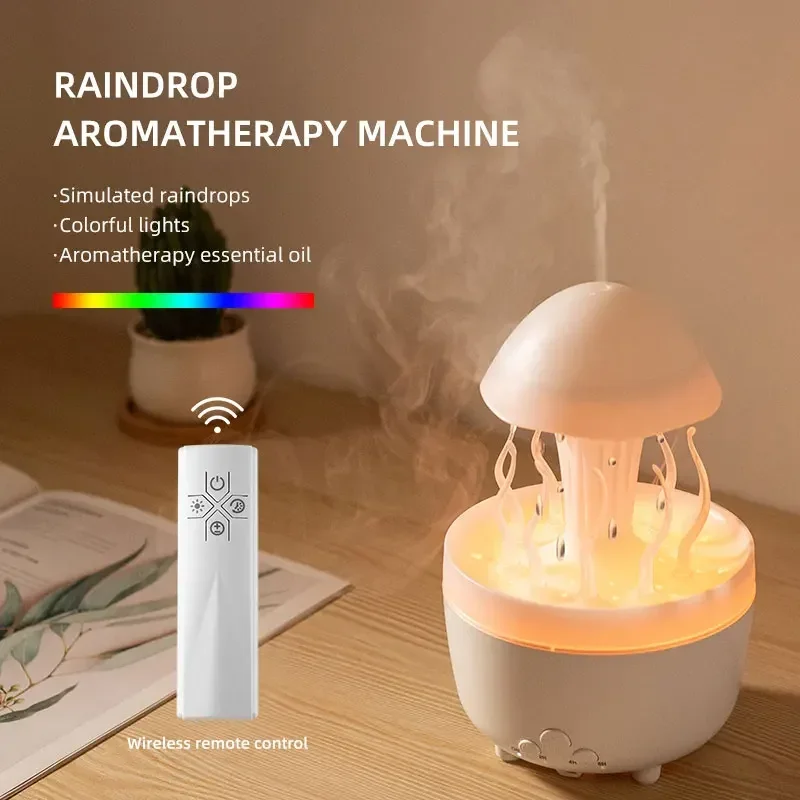 Rotating Raindrop Simulation Seaweed Air Humidifier Aromatherapy Essential Oil Diffuser Belt Remote Timing Cold Mist Humidifier