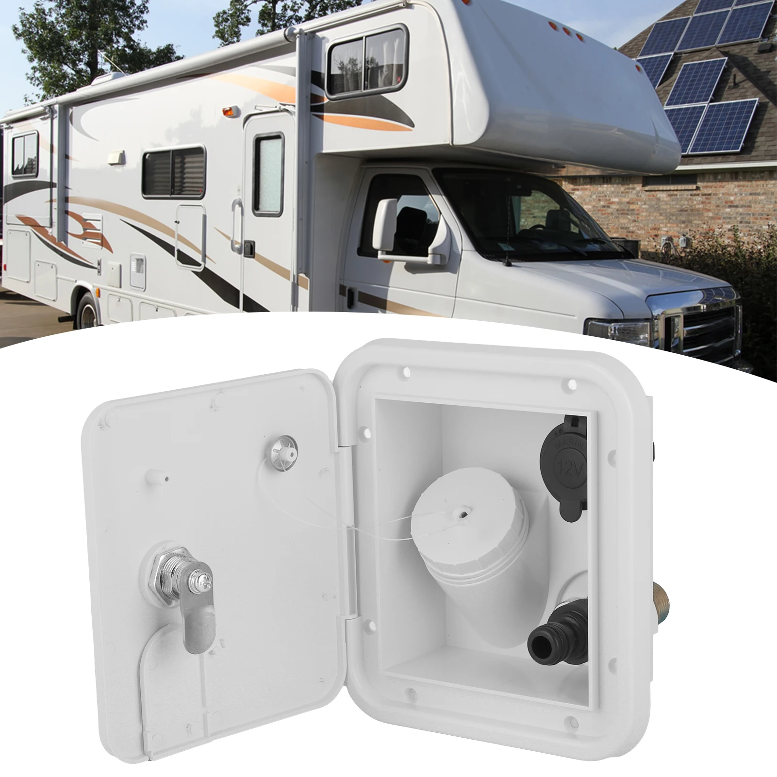 Ingresso acqua per camper SquareShape con porta di riempimento a pressione per accendisigari con serratura per rimorchio per portello Camper Camper Accessori per camper