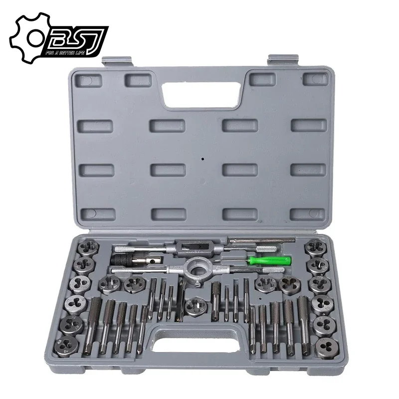 40Pcs Tap Die Set Hand Thread Plug Taps Hand Threading Tool Screw Thread Wrench Dies Kit With Storage Case