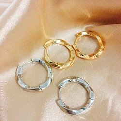 2PCS 18K Gold Plated Mobius Hoop Earrings,20MM Platinum Hoop Earrings For DIY Jewelry