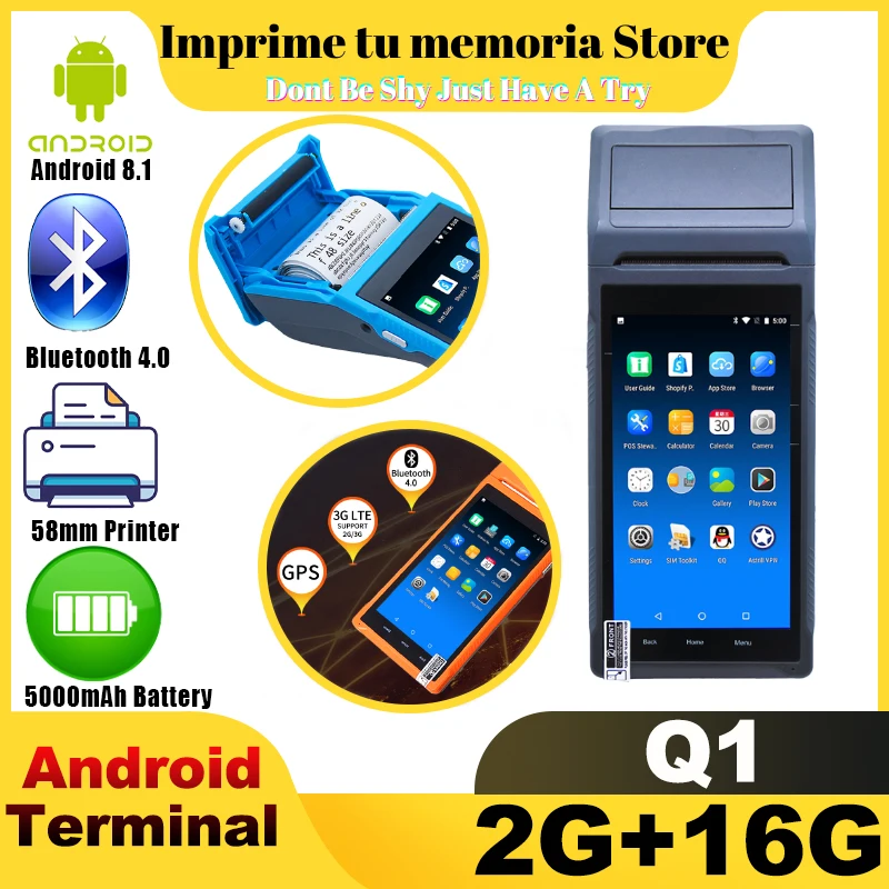 

Smart Terminal POS Device For Retail & Restaurant To Print Taxi Bill Built-in 58mm Bluetooth Printer Handheld Android PDA