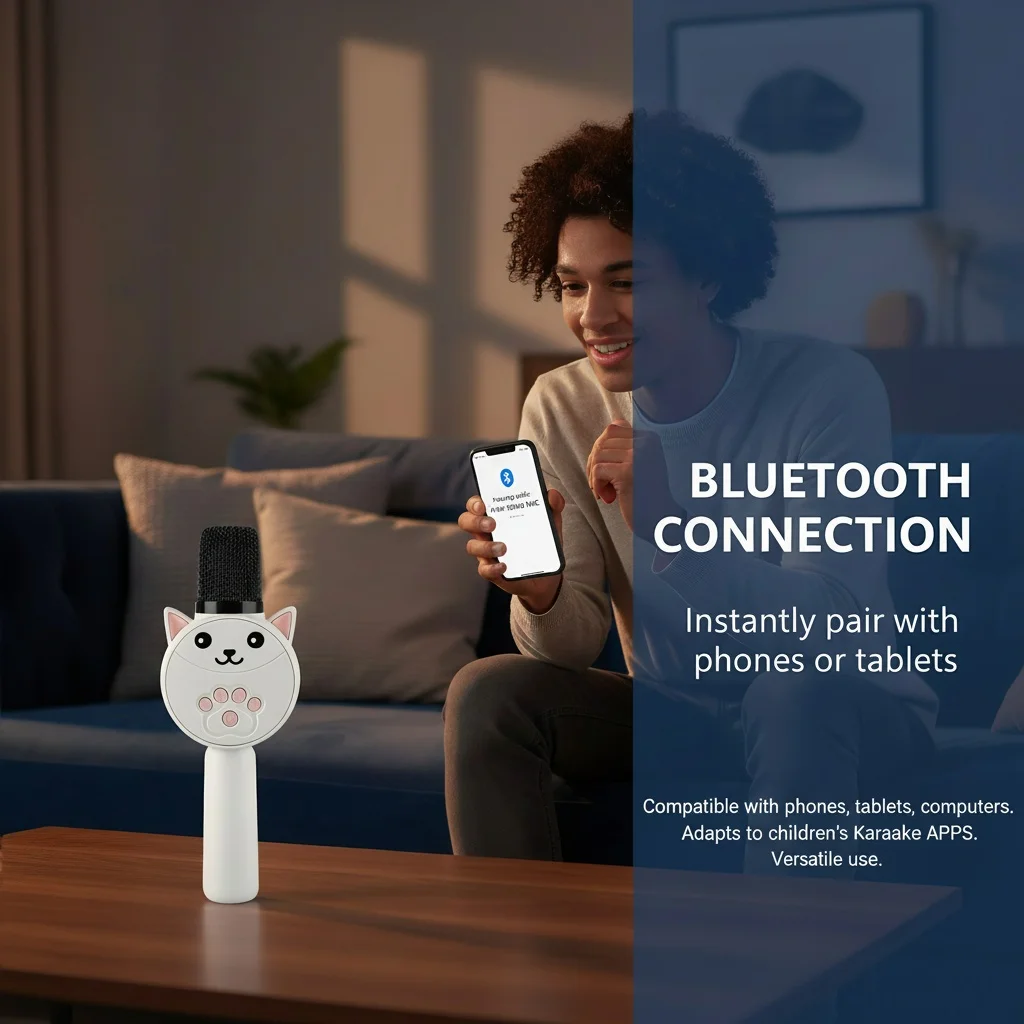 Kids Bluetooth Microphone Speaker 2-in-1 Wireless Karaoke Player  TWS TF Card HIFI Sound Portable KTV Toy Gift for Children