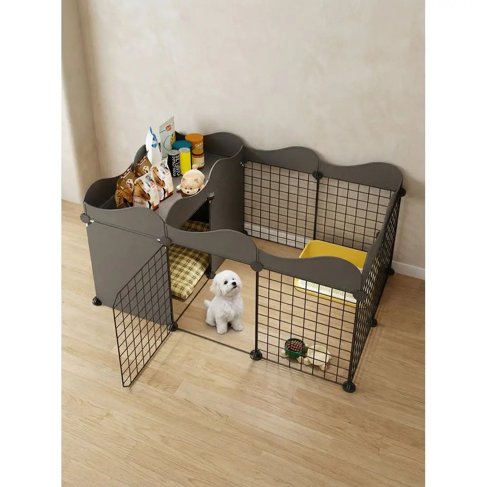 

Indoor Small Dog Fence With Toilet Area, Pet Gate For Home, EscapeProof Dog Playpen Crate
