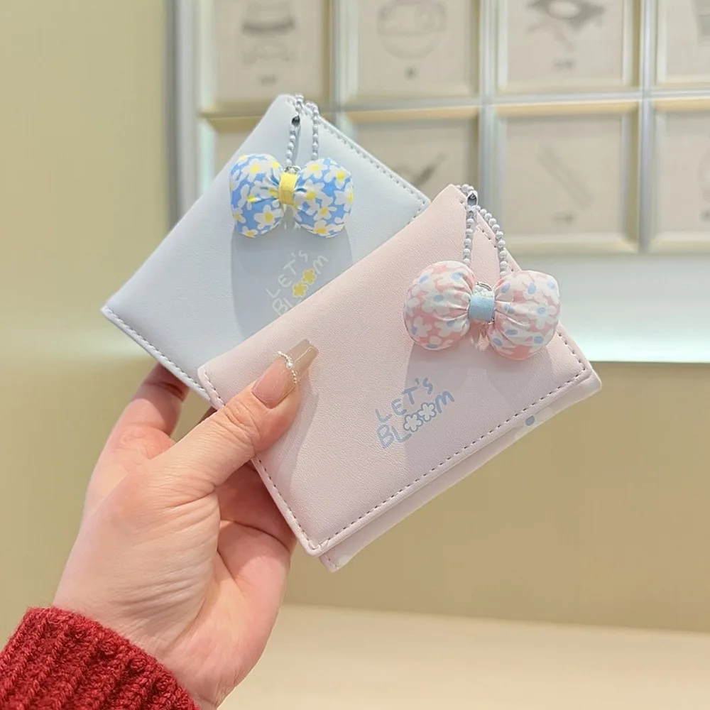 

Coin Pouch Portable Candy Color Wallet Pouch PVC Short Leather Purse Anti-splash Water Multiple Card Three Fold Card Bag Girls