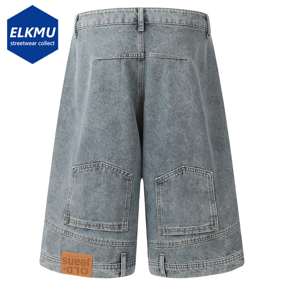 

Винтажные джинсовые шорты, летние повседневные свободные синие джинсовые шорты, мужские уличные шорты в стиле Харадзюку в стиле хип-хоп
