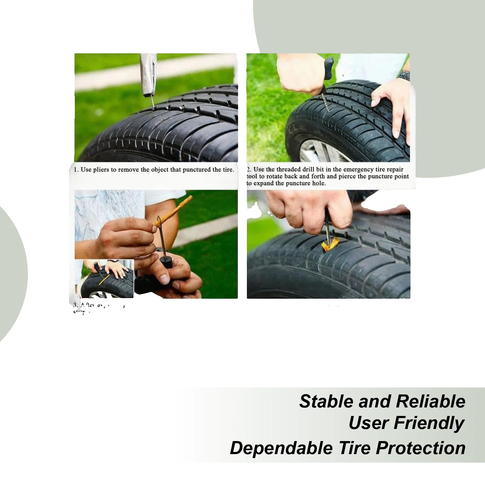 

6 шт., набор инструментов для ремонта автомобильных шин, сверхмощный перфоратор, ремонтный комплект, многофункциональные компактные инструменты для обслуживания автомобилей