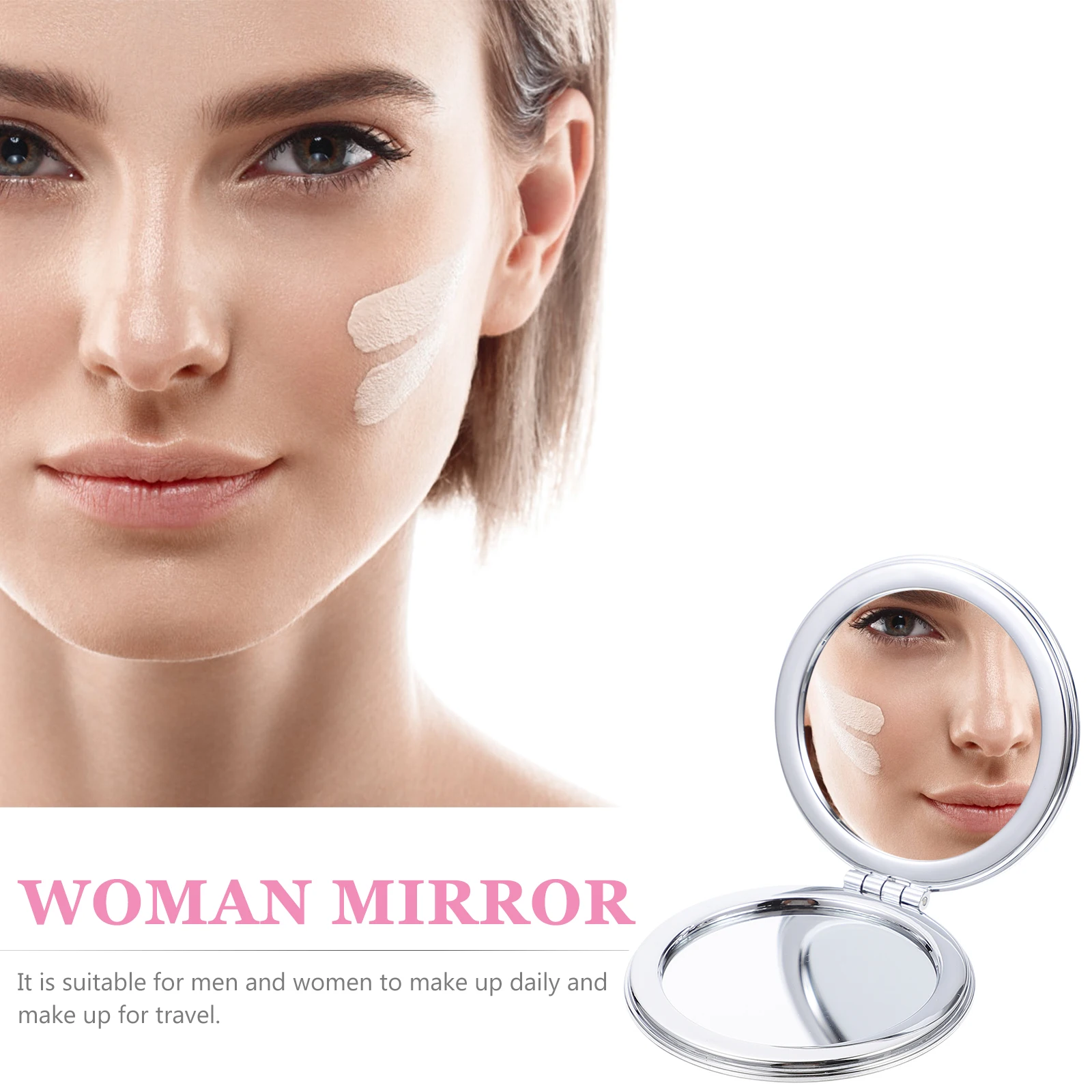 

2pcs Foldable Double Sided Mirror For Travel Makeup Small Portable Vanity Mirror With Sequins Design Compact Gift For