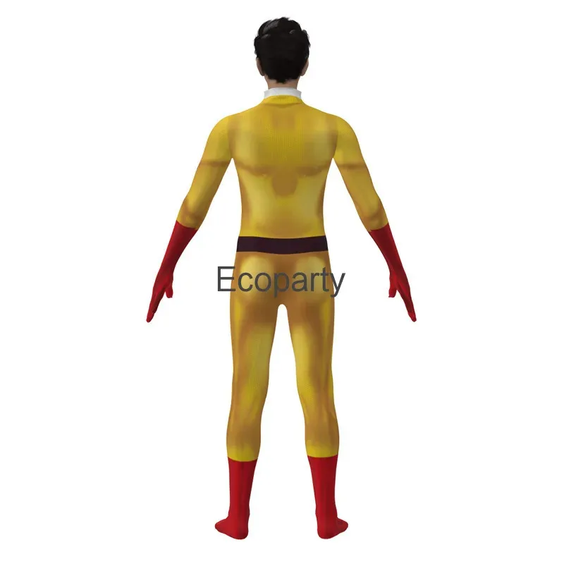 Disfraz de Anime One Punch-Man Saitama para niños y adultos, monos de héroe Sonic Zentai, conjunto de capa para hombre, traje de fiesta de Carnaval y Halloween