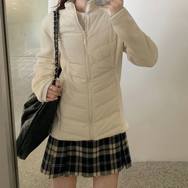 سترة خفيفة الوزن للنساء في الخريف والشتاء، طراز جديد مع بطانة داخلية، ياقة واقفة، ملابس خارجية سميكة ودافئة #1