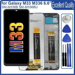 6.6 en effet LCD pour Samsung Galaxy M33 M336 LCD écran tactile Digitizer Assembly pour Samsung M33 M336 SM-M336B/DS SM-M336BU LCD