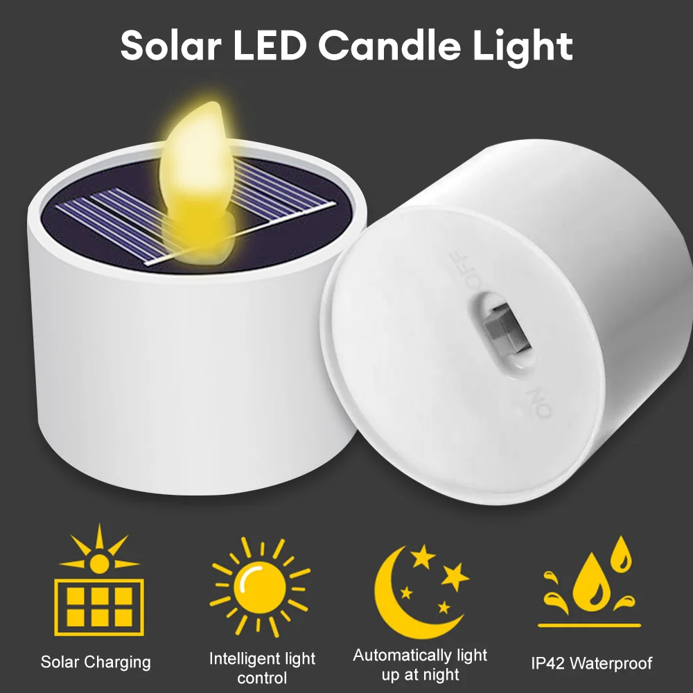 Solar LED Candle Light Outdoor Waterproof Tea Lights Electronic Flickering Solar Lamp Garden Home Decor LED Candle Light