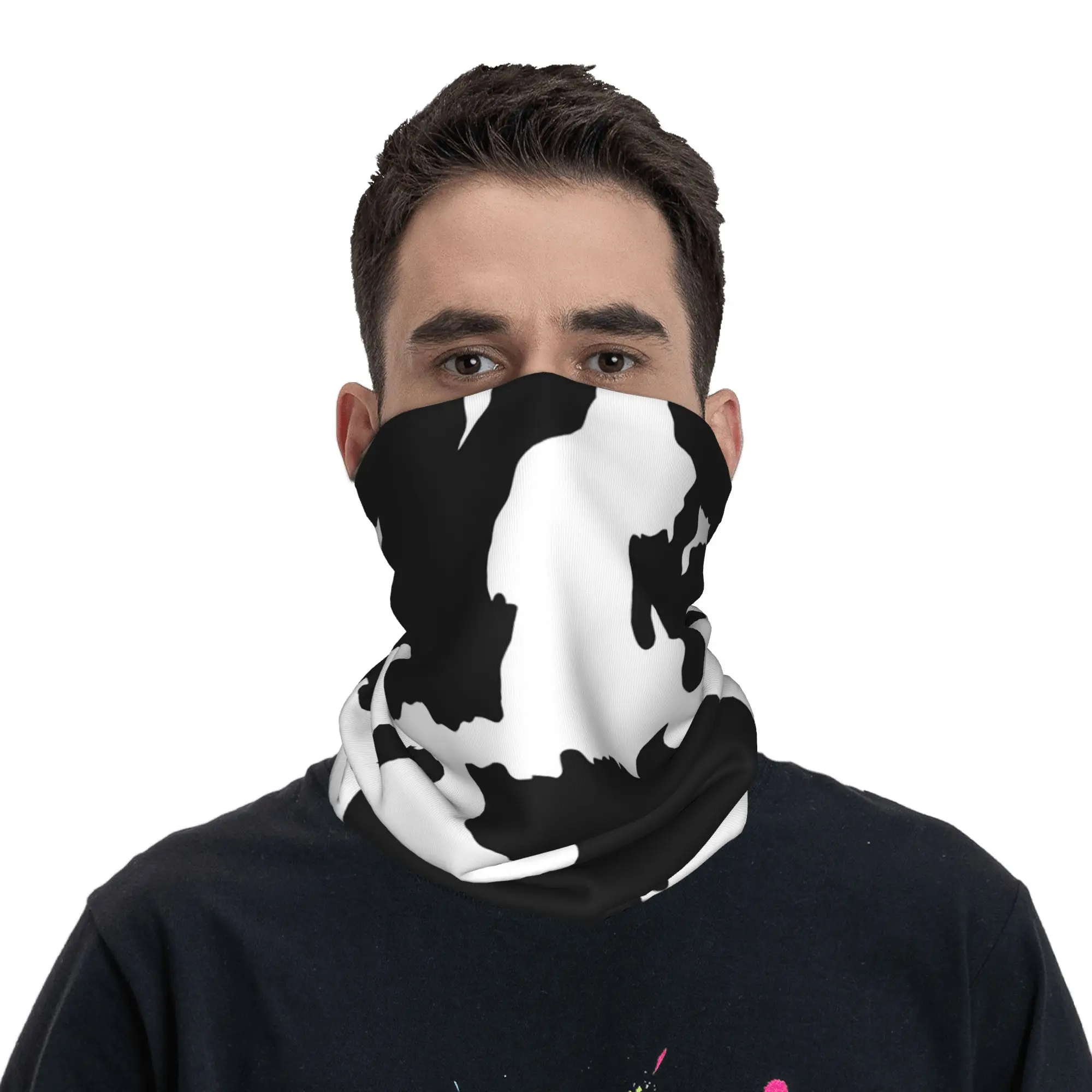 Black cow skin pattern Bandana Neck Gaiter Printed Magic Scarf Multifunction Headwear Riding Unisex Adult