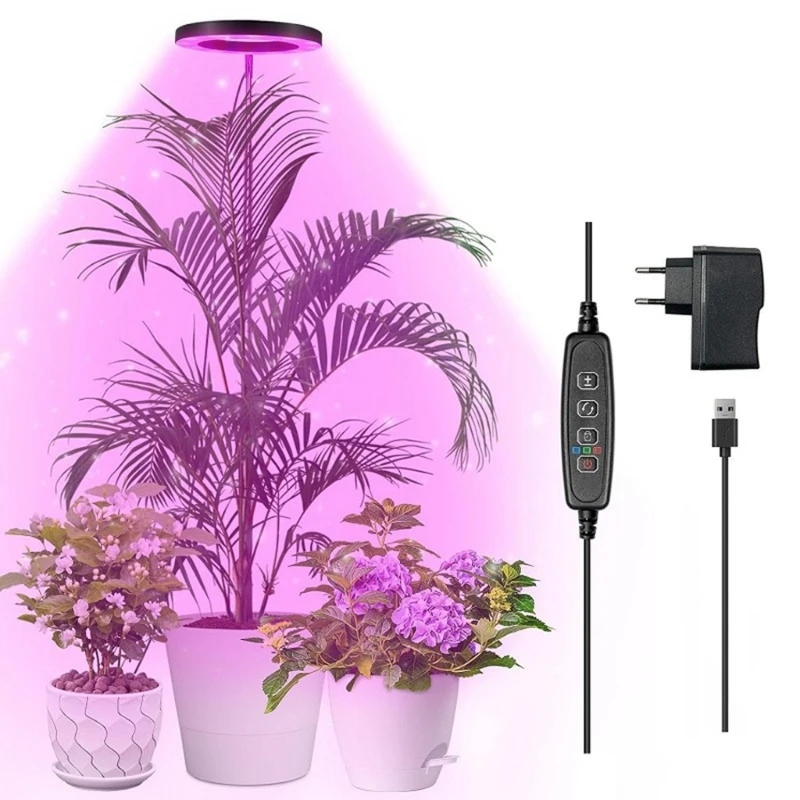 Luz crescimento LED, altura ajustável 23-67 polegadas, configuração ciclo 3/9/12H, mudança com 10 níveis