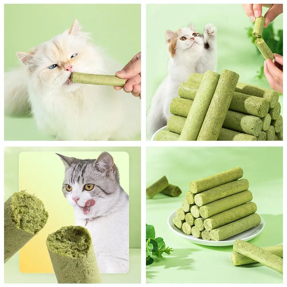 고양이 잔디 치아 그라인딩 스틱, 애완 동물 간식 먹기 준비 스틱, 아기 제거, 가벼운 헤어볼 청소, 털 줄, E4B2, 6 개, 3 개, 1 개