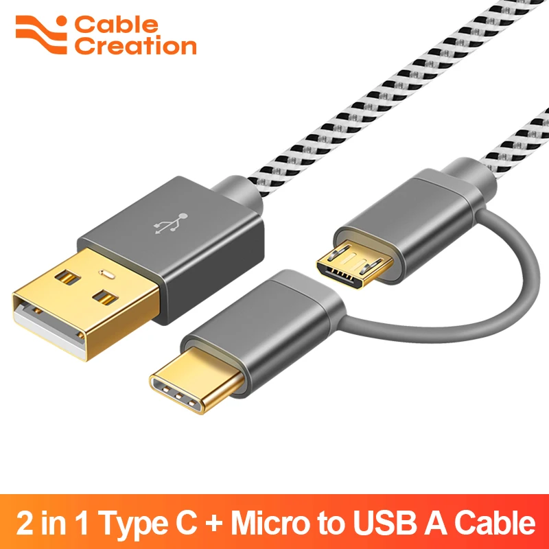 

CableCreation USB Type C Cable for Samsung Galaxy S10 S9 2 in 1 Fast Micro USB Cable Charging Data Cable Moble Phone USB Charger