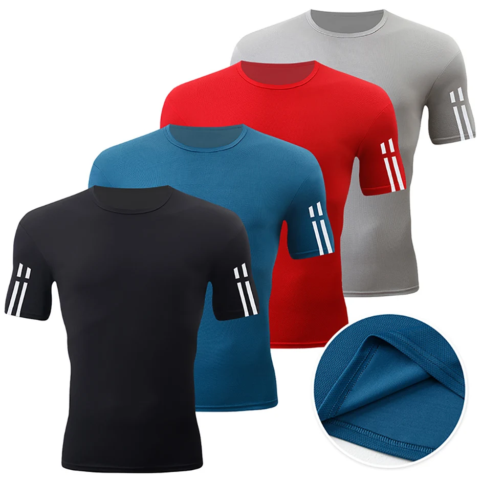 4/1/2er-Pack Herren-Farbverlauf, schnell trocknend, Sportbekleidung, Teenager, Freizeit, Joker, kurzärmelig, mehrere Größen, gemischte Farben, Laufen, Fitness – Detail 22