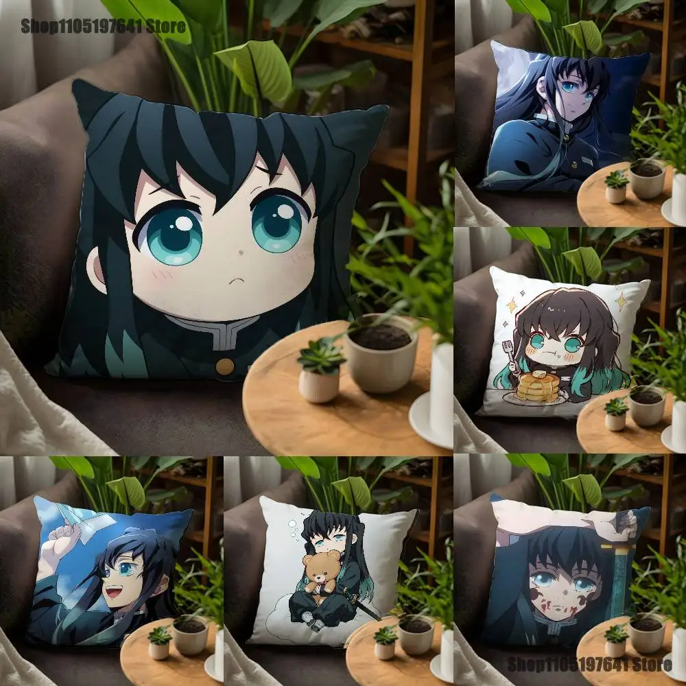 

M-Muichiro-ES Tokito Anime Pillow Case For Sofa Decor Car Office Room Printing Cushion Cover Decorations and Protector