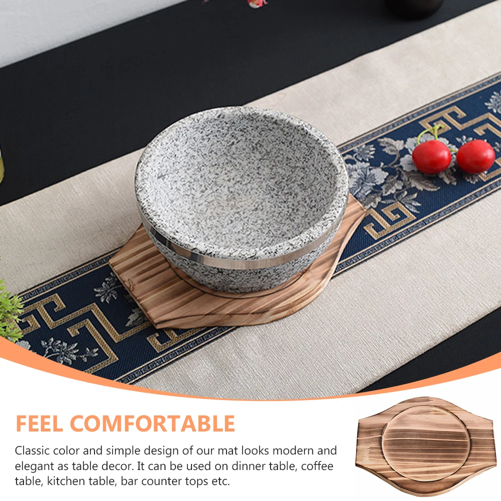 

Heat Insulated Wooden Pot Mat Classic Design Protective Placemat for Hot Stone Bowls and Pots Stone Bowl Mat Tableware Placemat