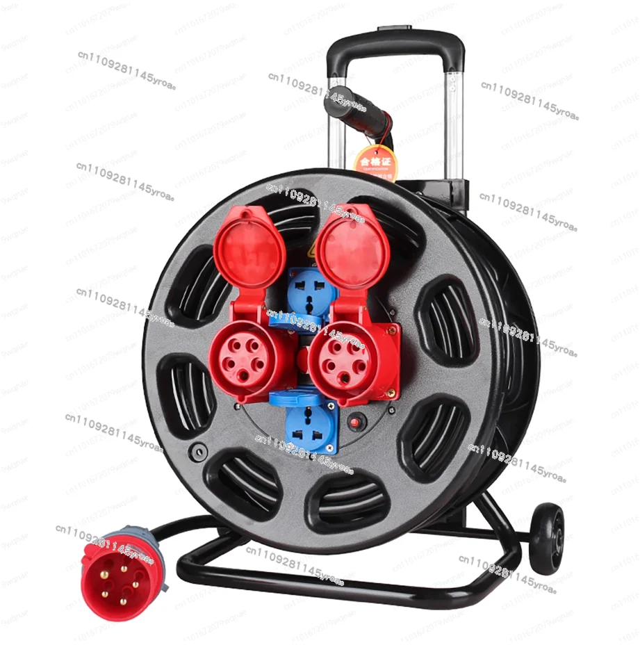 380V Cable Reel Three-phase Five-wire 4-spool 5-core 16/32A Construction Site Aviation Explosion-proof Socket Drag Cable
