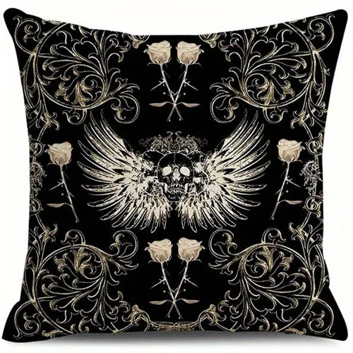 Gothic Patterns: Raven, Skulls Double-sided Printed pillow cover Short plush Suitable living rooms bedrooms throw cushion cover