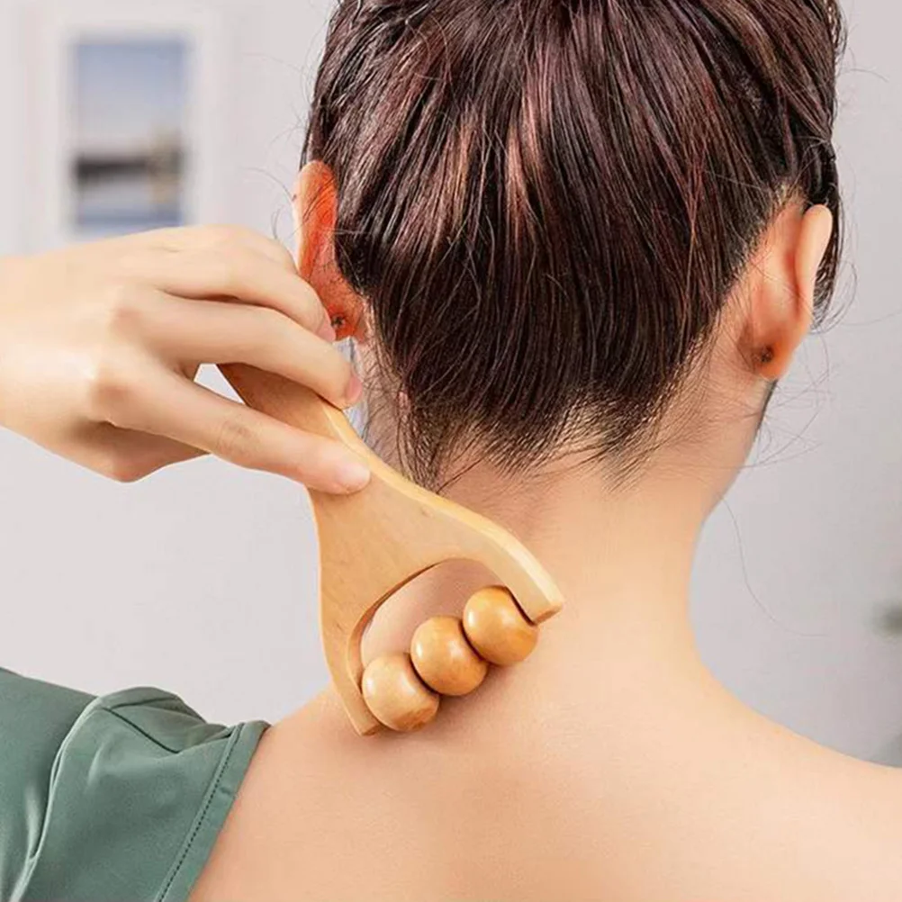 

3pcs Wooden Massage Roller Set Lightweight Handheld Back Tool for Leg Muscle Relaxation Wood 6 Wheel