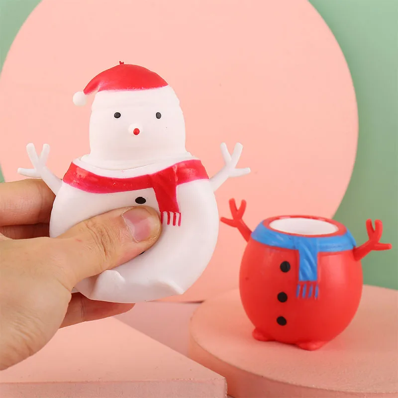 Pop Up Christmas Fidget Squeeze Pinches Snowman Anti-stress Toy Stress Relief Games Children Small Toys Puking Christmas Gifts