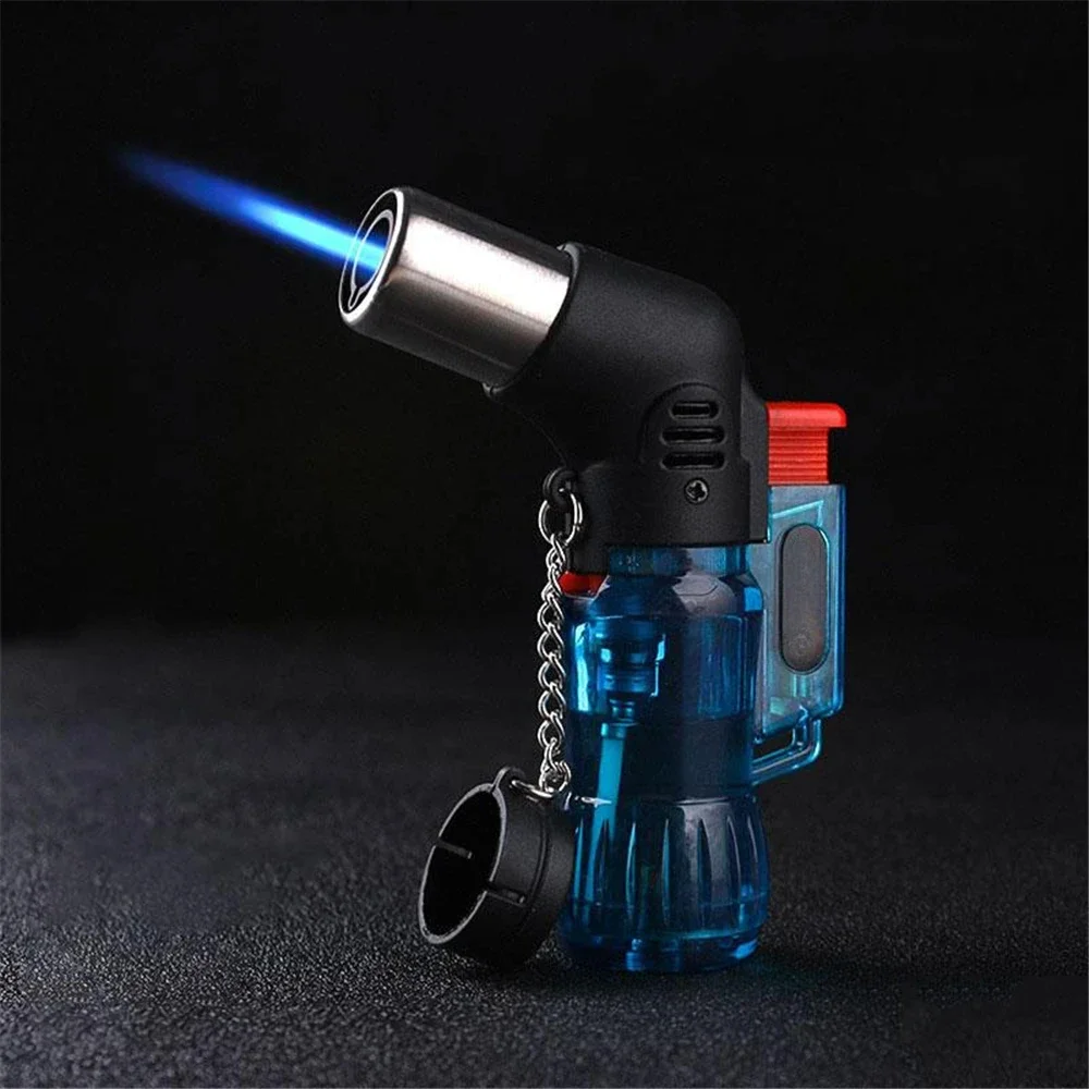 Windproof Jet Flame Lighter, Transparent Body Design, Refillable Adjustable Butane Gas Torch, Outdoor BBQ Ignition Tools