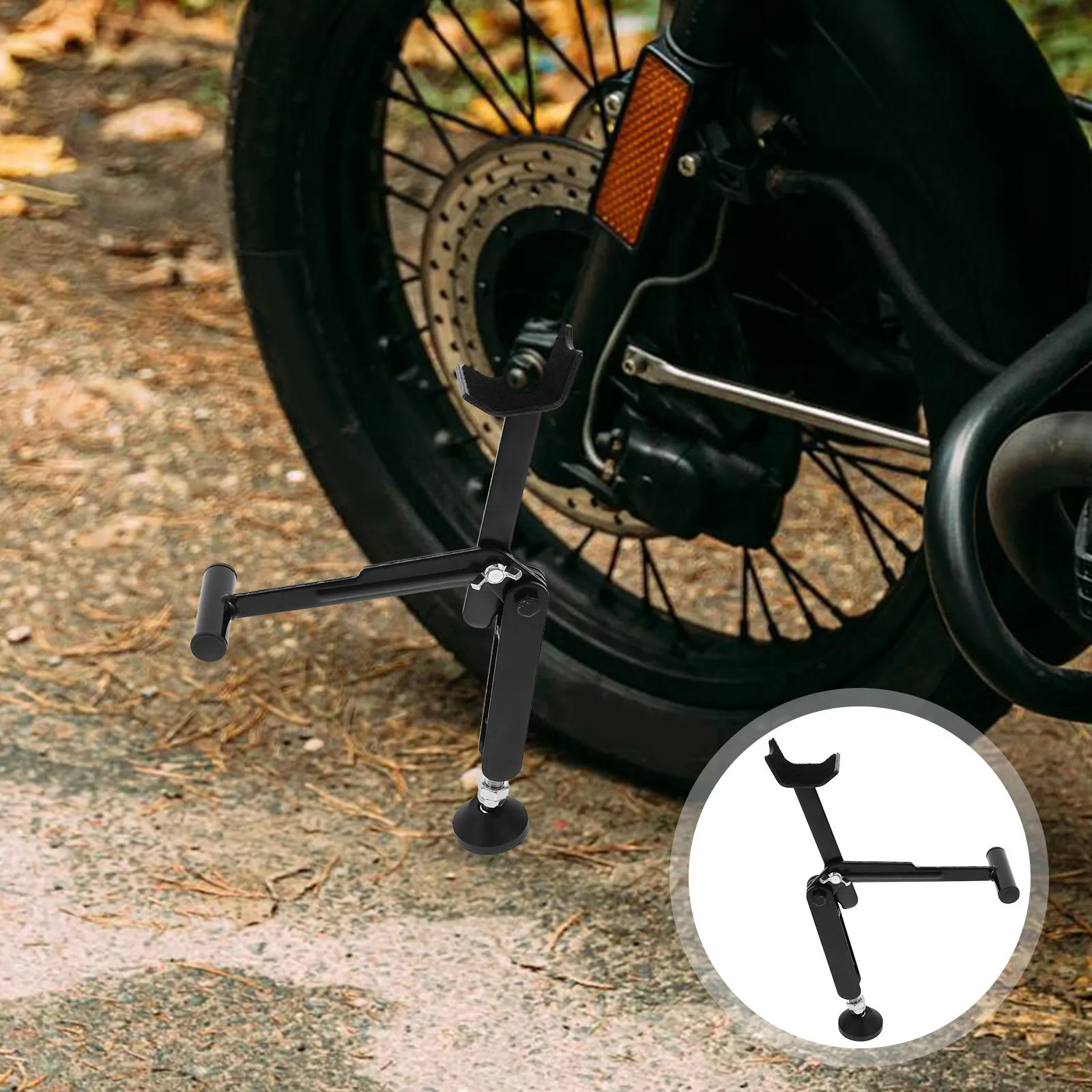 

Motorcycle Wheel Lift Stand Foldable Portable Rear Front Wheel Support Stable Black Maintenance Repair Ramp Trail Stand