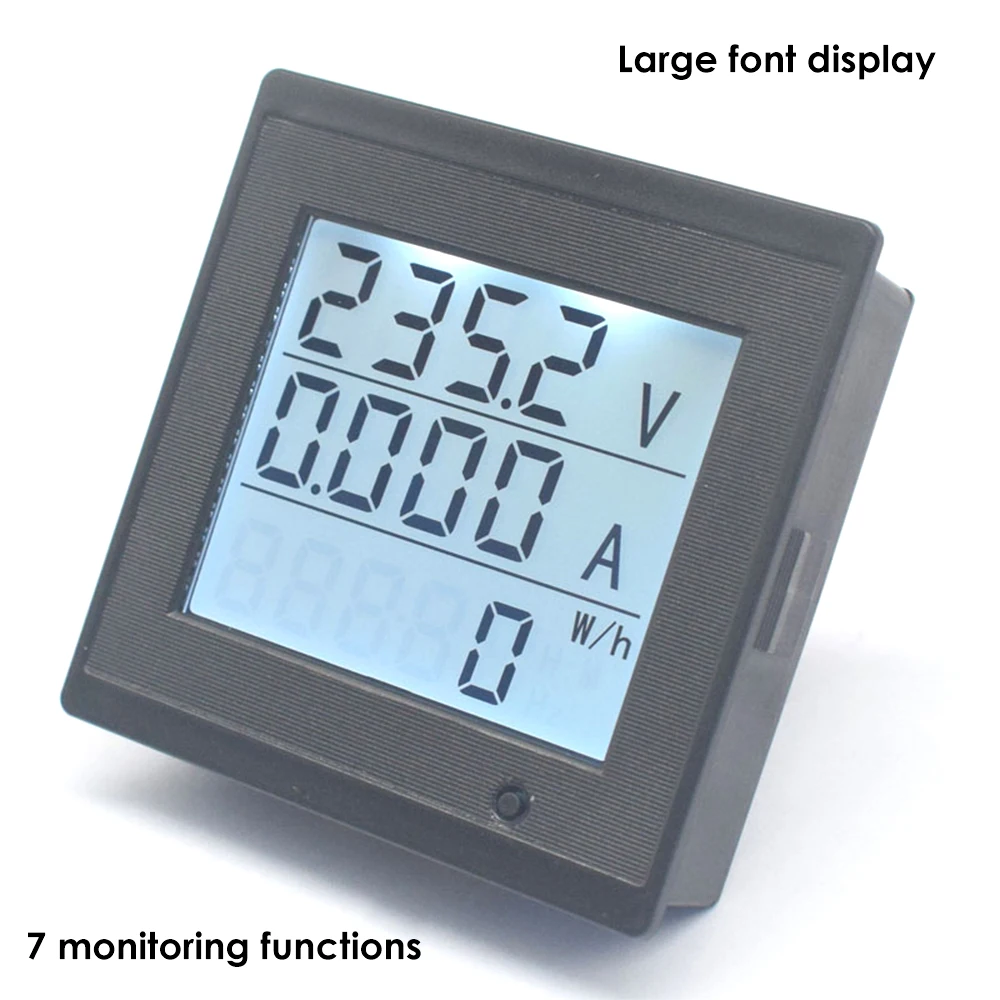 AC 6-200V 20A Voltage Current Meter LCD Digital Display Power Energy Consumption Time Frequency Multi-Function Tester With Alarm