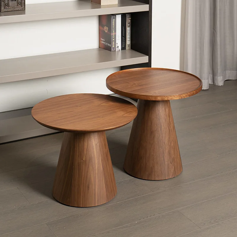 Solid Wood Round Table Vintage Coffee Table Sofa Side Table Japanese Style Home Decoration