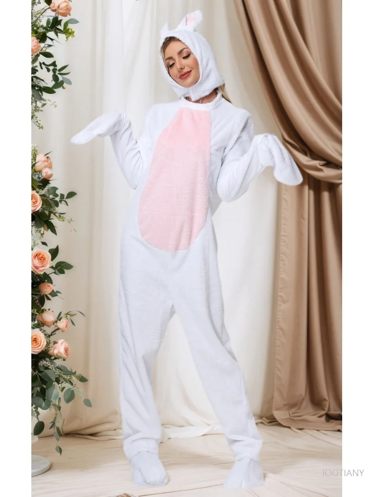 

Halloween Adult Animal Rabbit Costume Easter Party Role Play Plush Rabbit Men's And Women's Costume Stage Performance Onesie