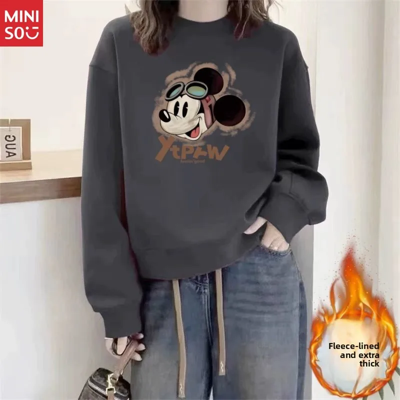 Disney American Vintage Sweatshirt, Plush Fleece Oversized Pullover for Women