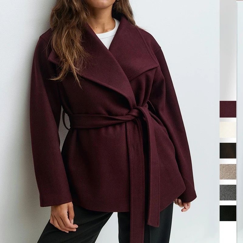 Elegant Mid-length Thickened Winter Outerwear European and American New Stand-up Collar Reversible Wool-blend Coat for Women