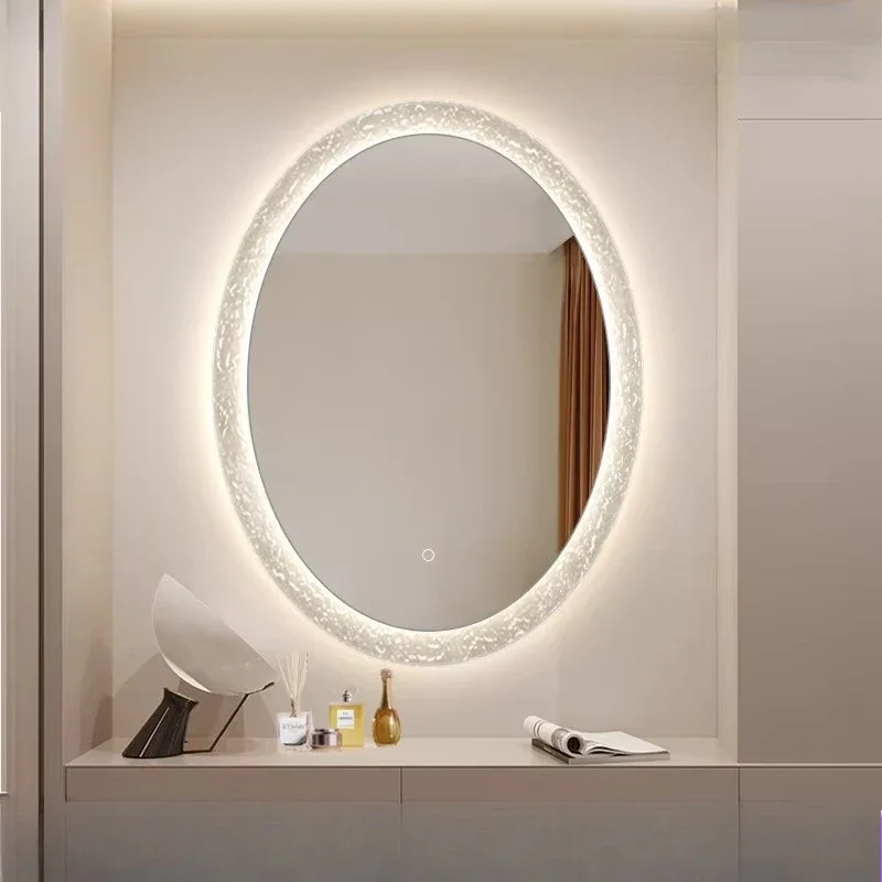 

Decoration LED Mirror Modern Vanity Wall Oval Dressing Table Aesthetic Mirror Luxury Girls Spiegels Living Room Decorations