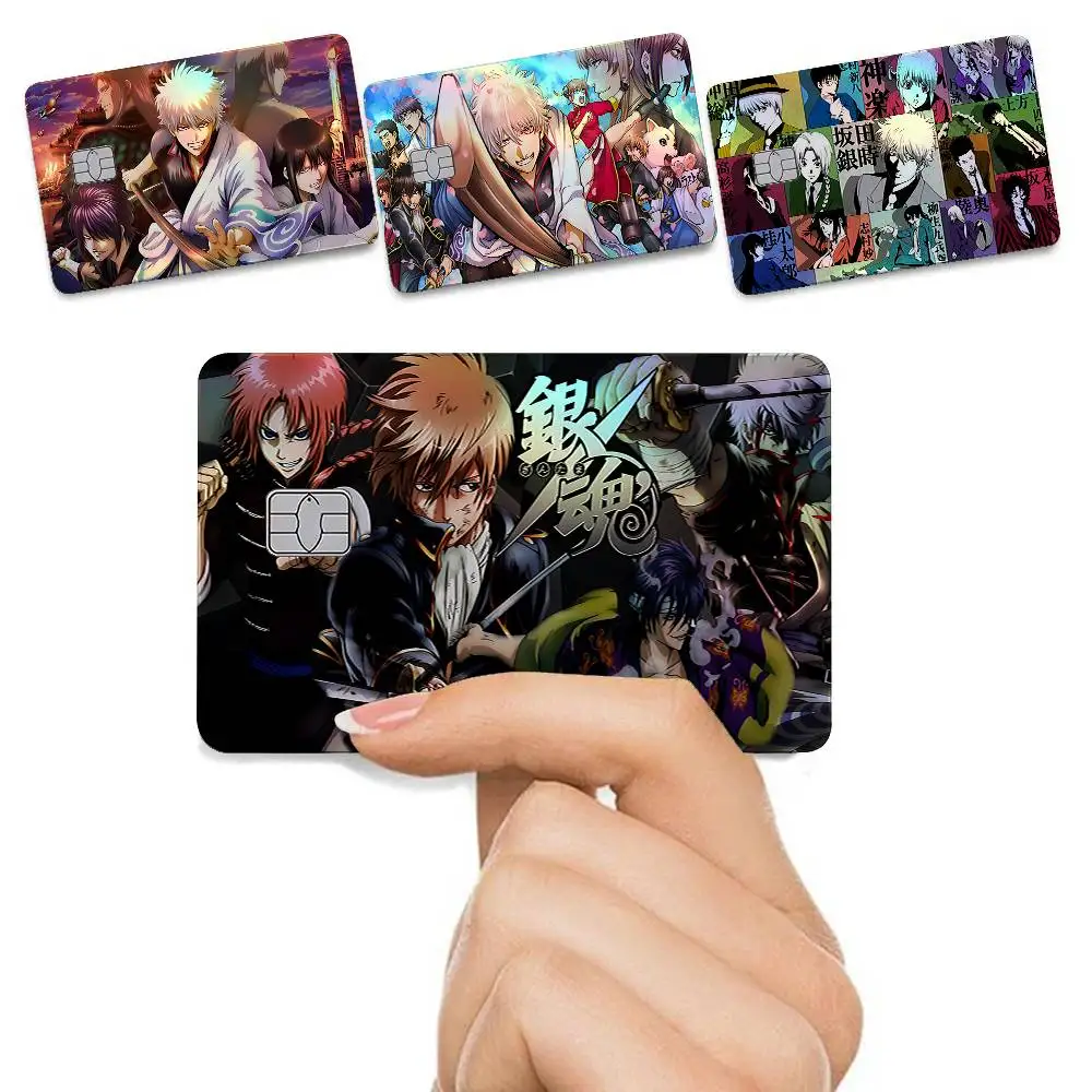 Gintama 4Pcs/Set Holographic Laser Credit Card Stickers Iridescent Waterproo Fits All Standard Bank Cards