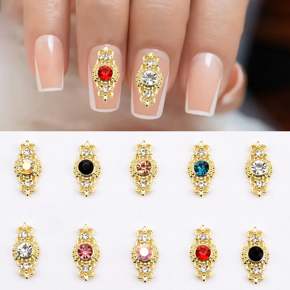 10pcs Gold Metal Nail Charms Clock Shape Diamond DIY Accessories Jewelry for Women Girl Designer Nail Decoration Supply NJ231104