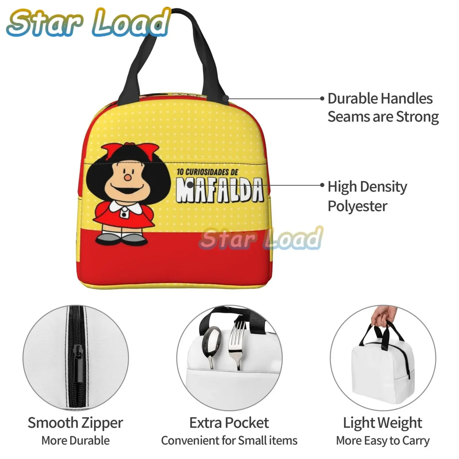 Cartoon Mafalda Kawaii Thermal Insulated Lunch Bags Women Cartoon Portable Lunch Tote per la scuola multifunzione Food Box per bambini