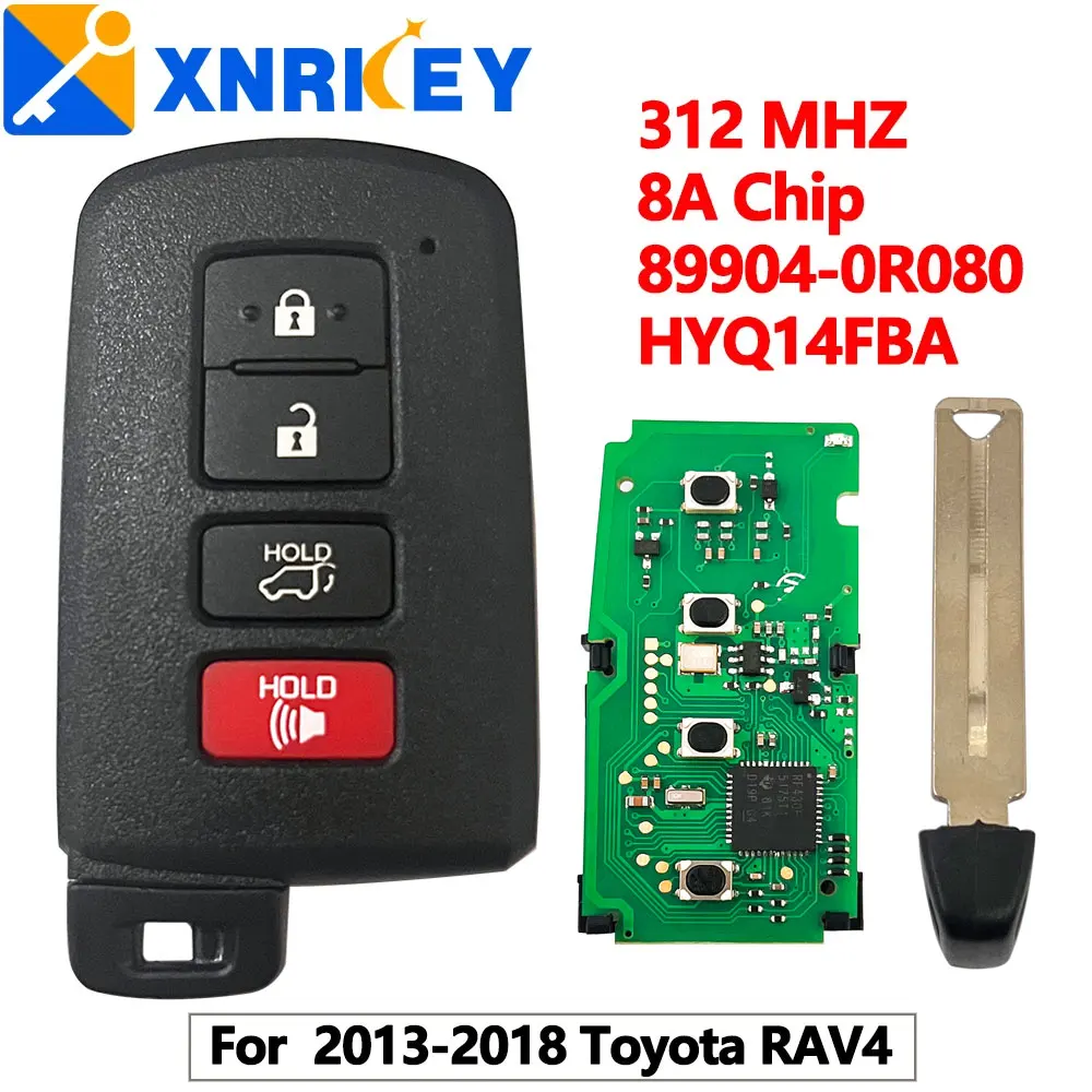 

XNRKEY Smart Key For Toyota RAV4 Remote Fob P/N 89904-0R080 HYQ14FBA 2013-2018 312Mhz 8A Chip Board Number