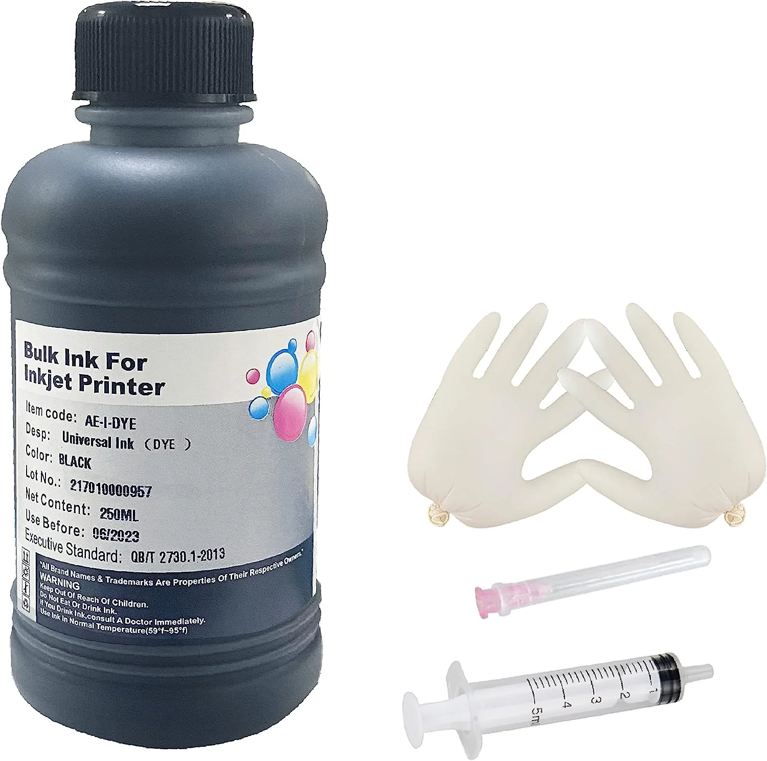 Saya Black CISS Refilled Dye Ink Photo Universal Ink Compatible for HP Canon Inkjet Printers and Ink Cartridges 250ml