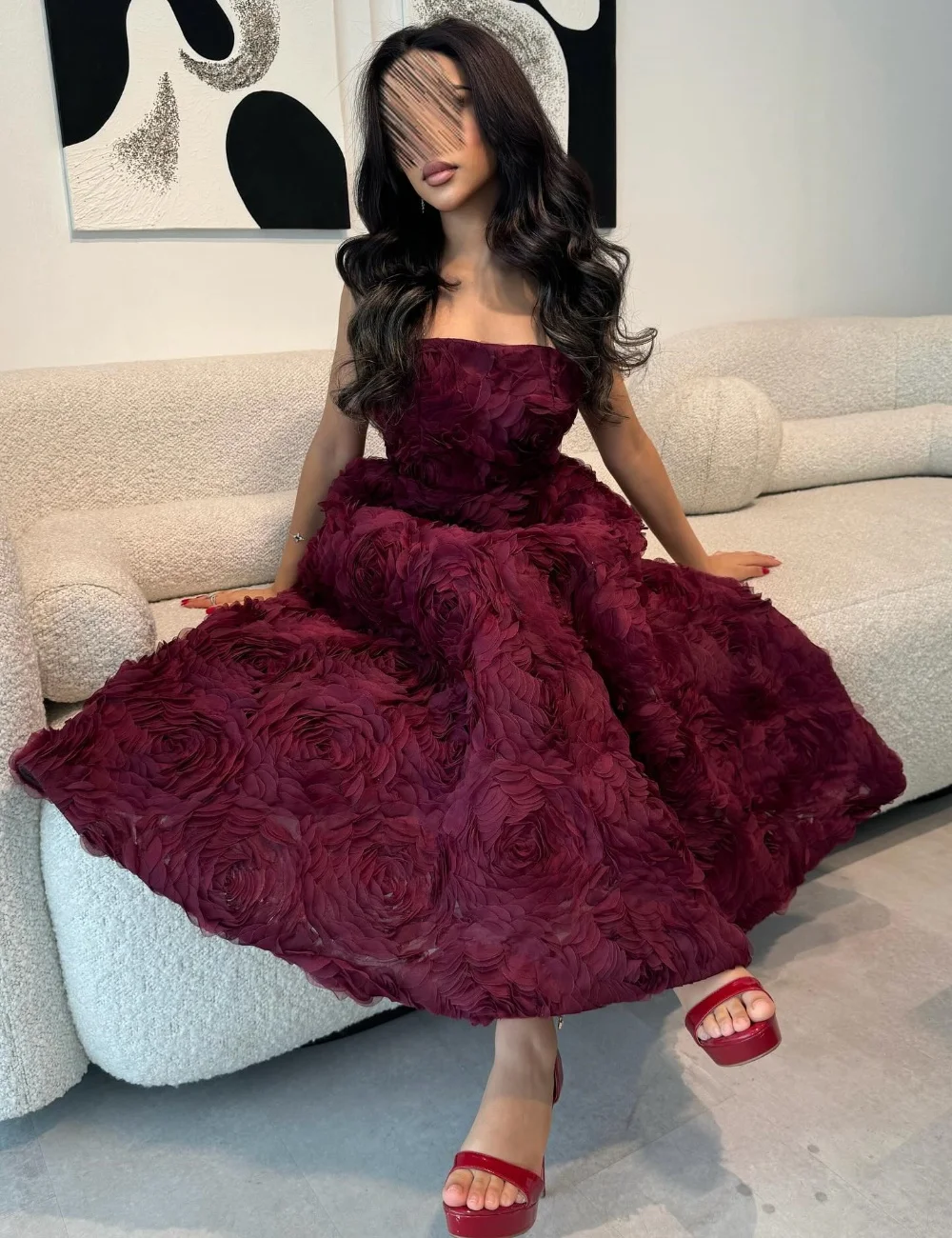 

Формальные плиссированные платья трапециевидной формы без бретелек миди на заказ Вечерняя мода в китайском стиле