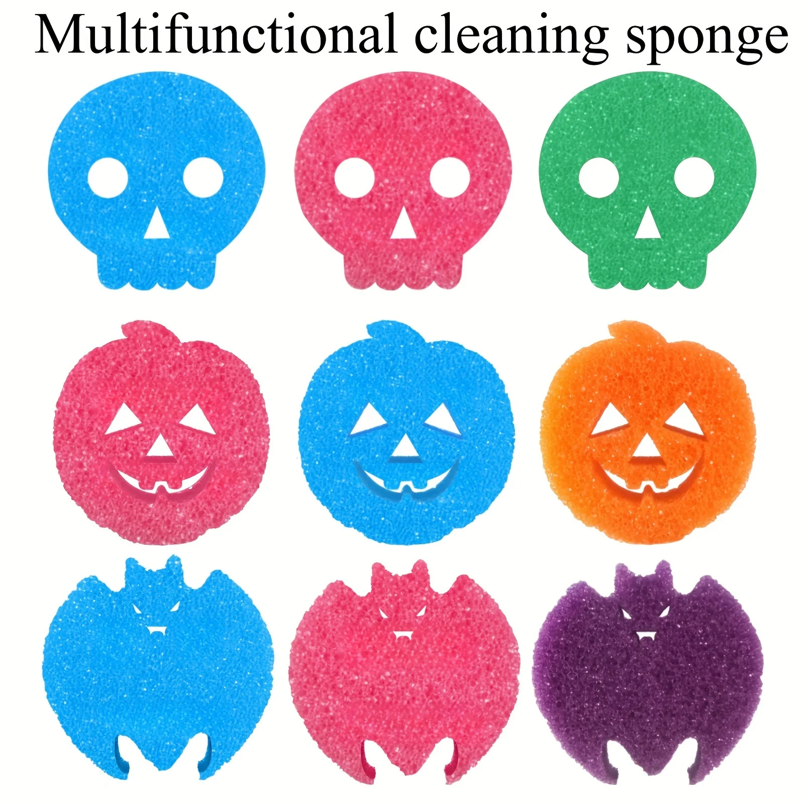 Halloween themed thermal polyether cleaning sponge - suitable for kitchen scrubbing sponge, double-sided strong stain removal