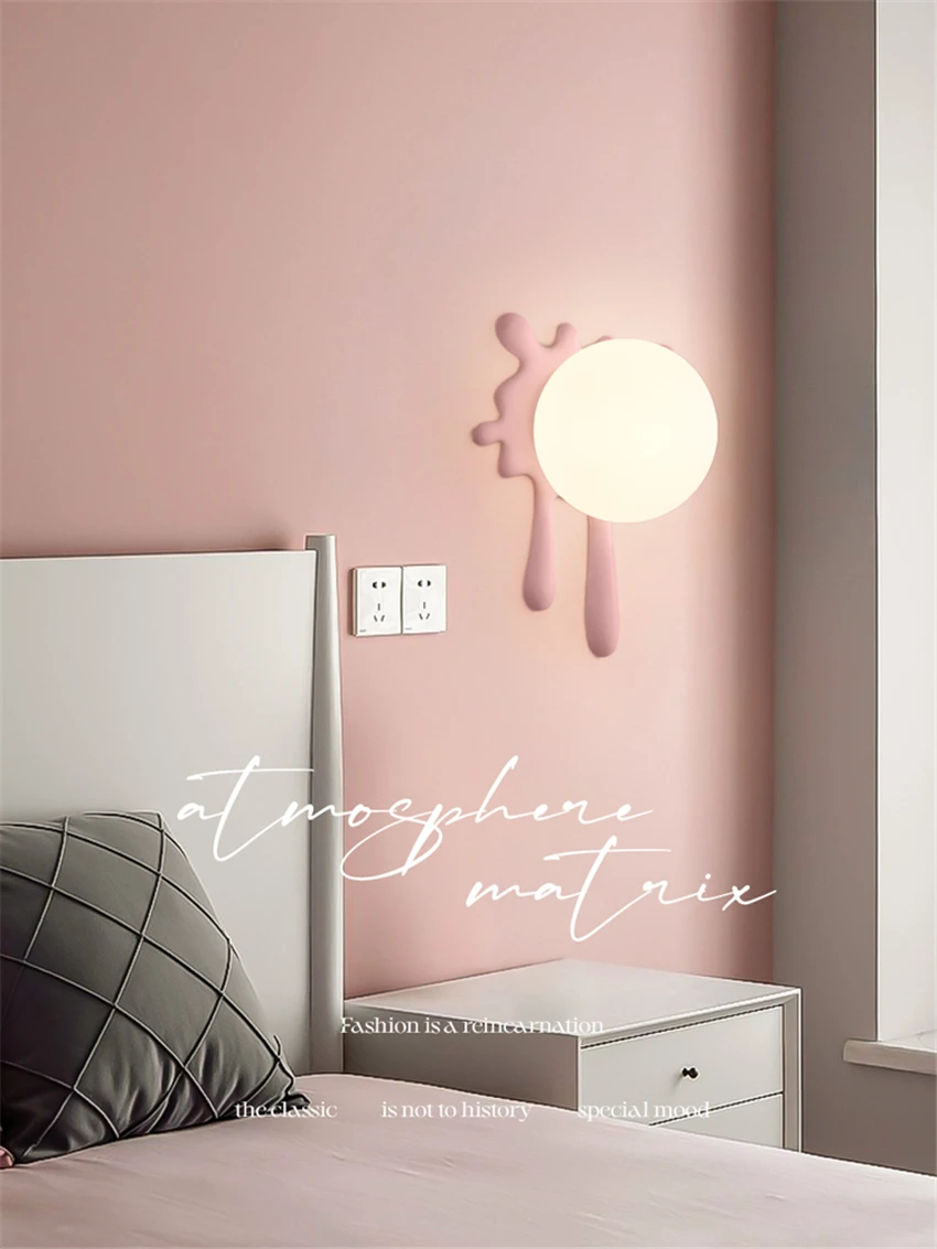 Nordic Simple Round Ball LED Wall Lamp Bedroom Bedside Modern Living Room Entrance Hallway Cloakroom Dining Room Home Deco Light