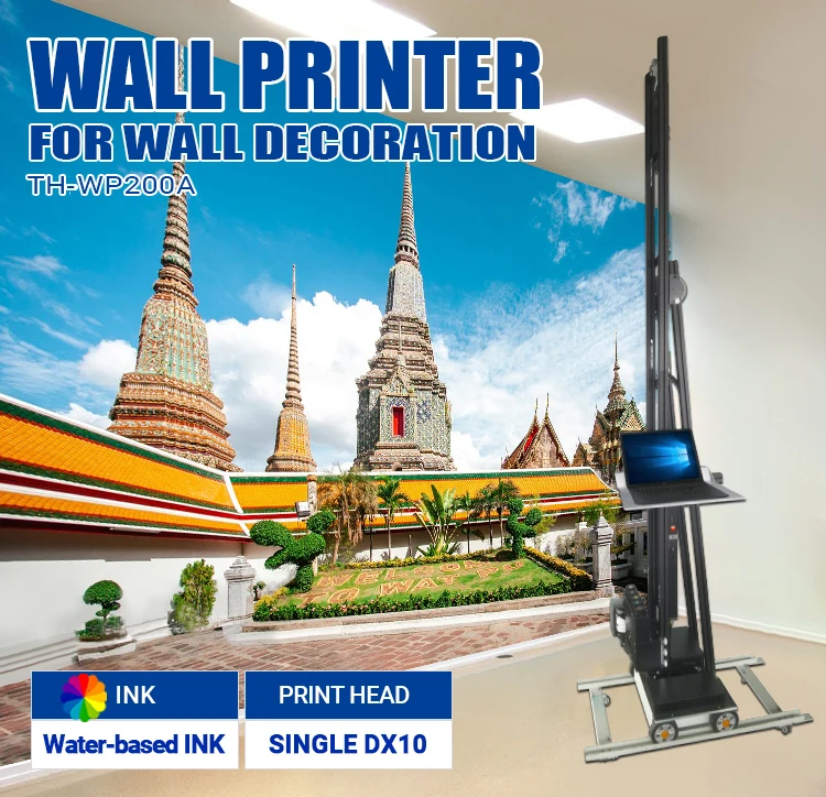BAIKETECH TH-WP200A Double DX10 Automatic Wallpaper Printer for Luxury Hotels, Print Custom Patterns Directly on Textured Walls