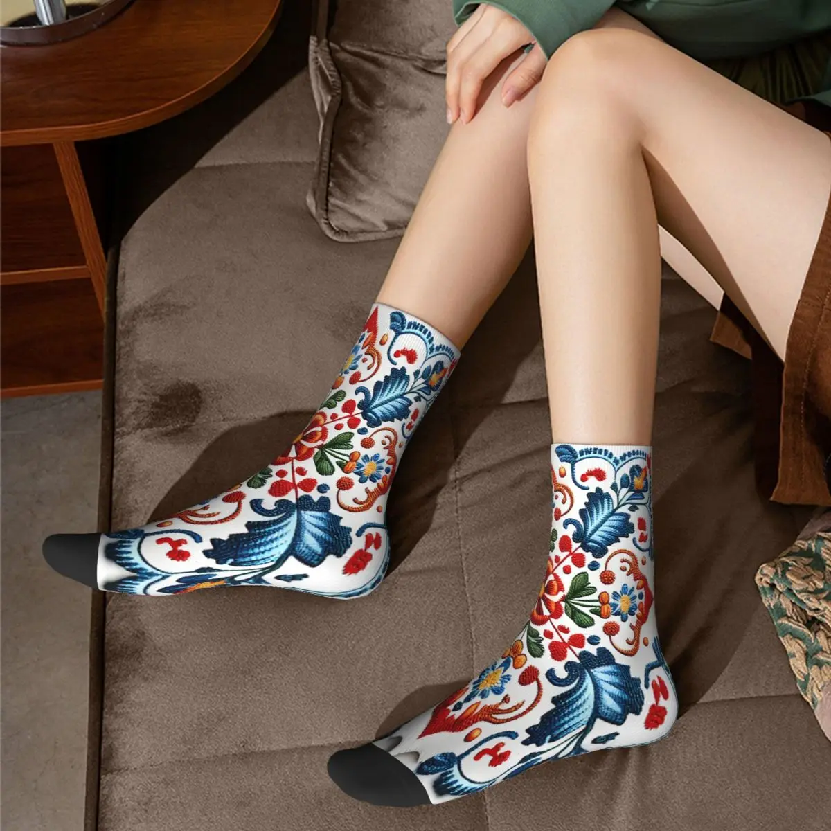 Bunte traditionelle portugiesische Art Volks stickerei Muster mexikanische portugiesische bestickte Blumen socken männliche Frauen Strümpfe