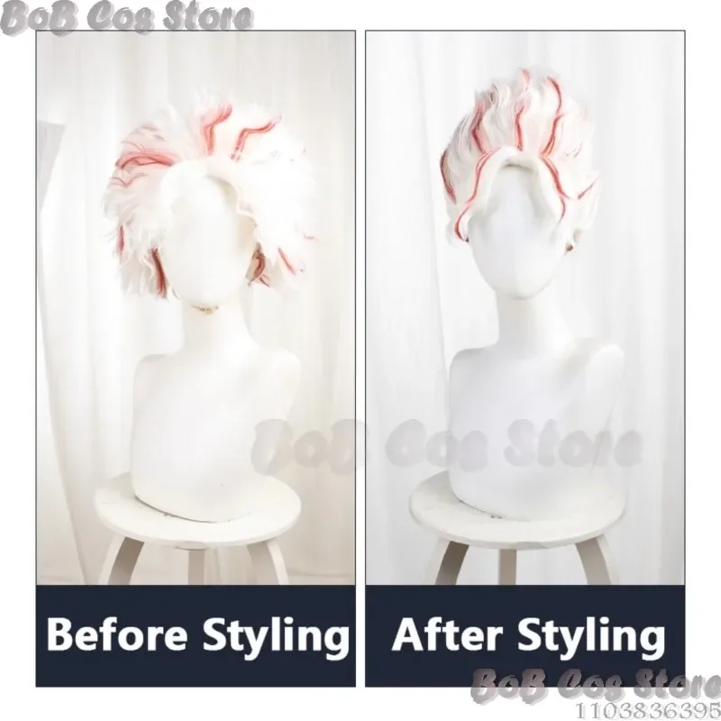 CosplayTurbo Granny Okarun 애니메이션 코스프레 가발 마스크 Dandadan 레드 화이트 하이라이트 헤어 실버 안경 Occult-kun Holloween Party P