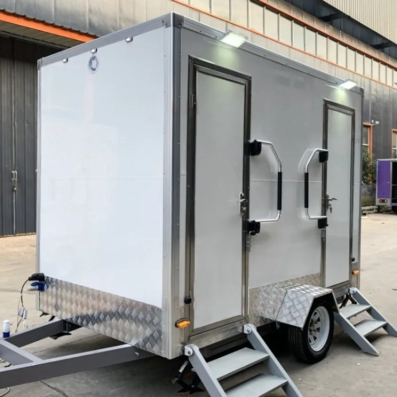 Modern Design Double Portable Enclosed Restroom Trailer Accessible Mobile Toilet