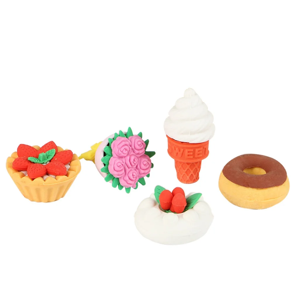 

5 pcs Students School Office Supplies Rubber Pencil Eraser For Kids Pencil Eraser For Students Stationery Gift